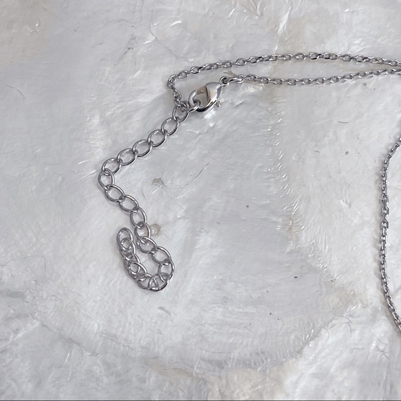 Silver Tone April Faux Diamond White Enamel Pendant Sparkly Girls Necklace NWOT - Picture 5 of 16